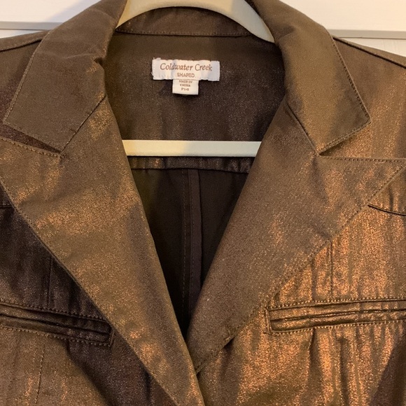 Cold water Creek gorgeous brown metallic jacket with embroidery! - Picture 8 of 11